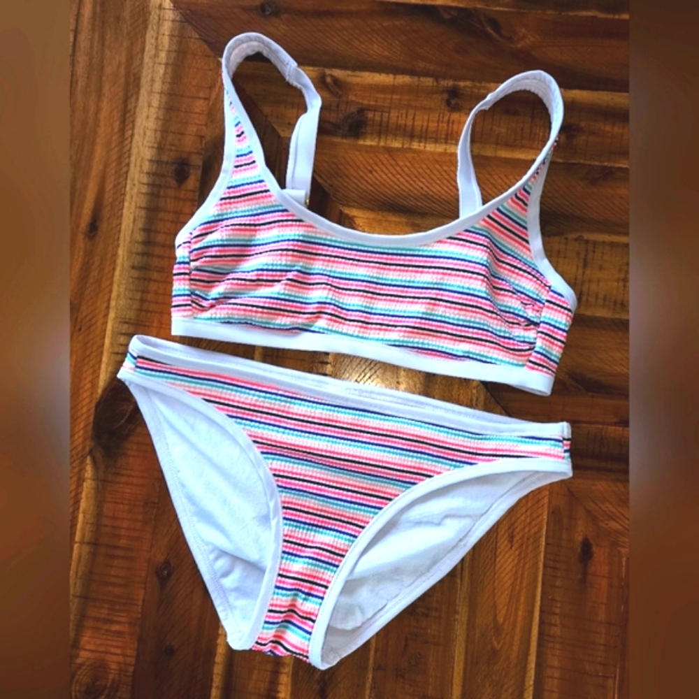 🌈 Hula Honey Rainbow Stripe Bikini Set 🌈
